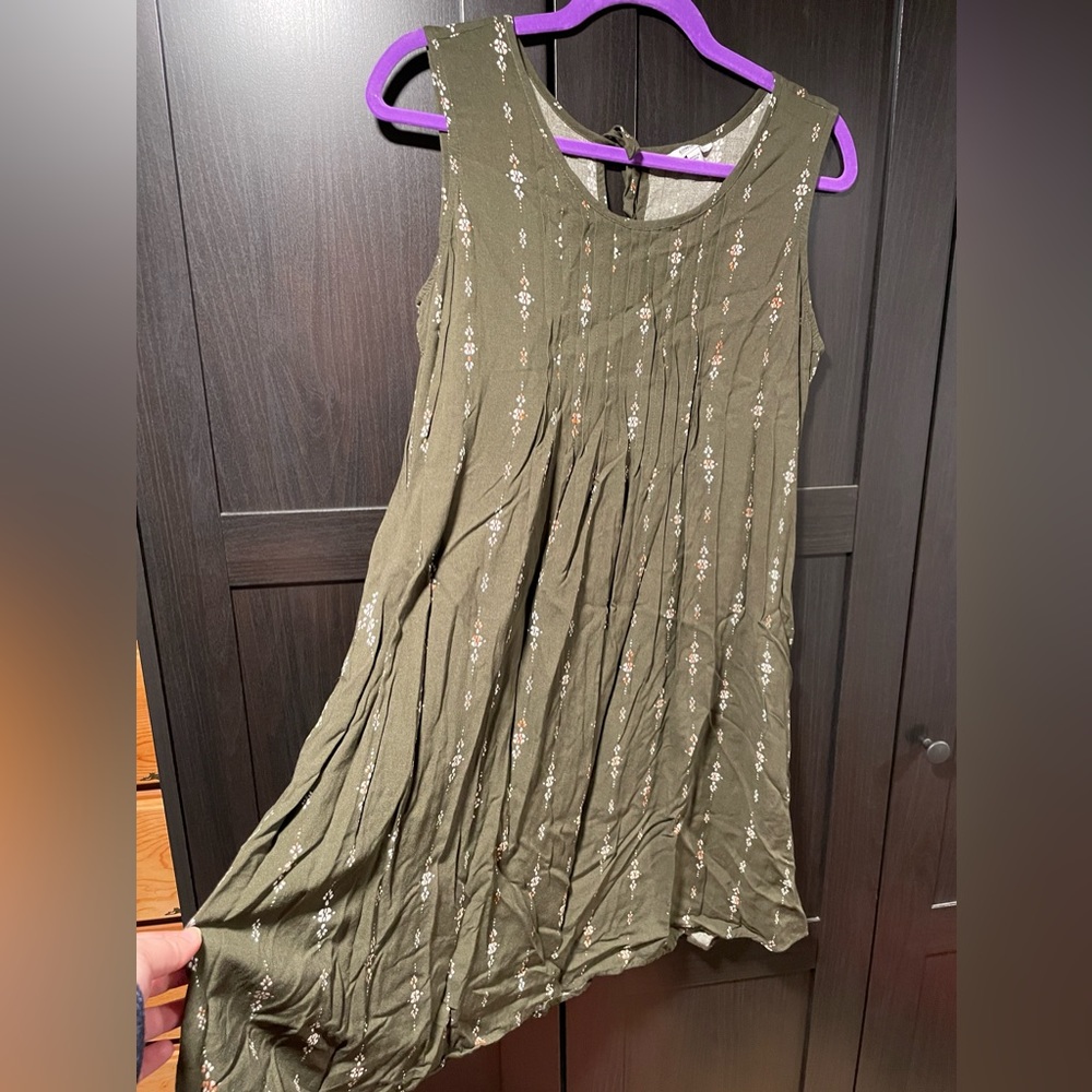 Olive green mini length dress